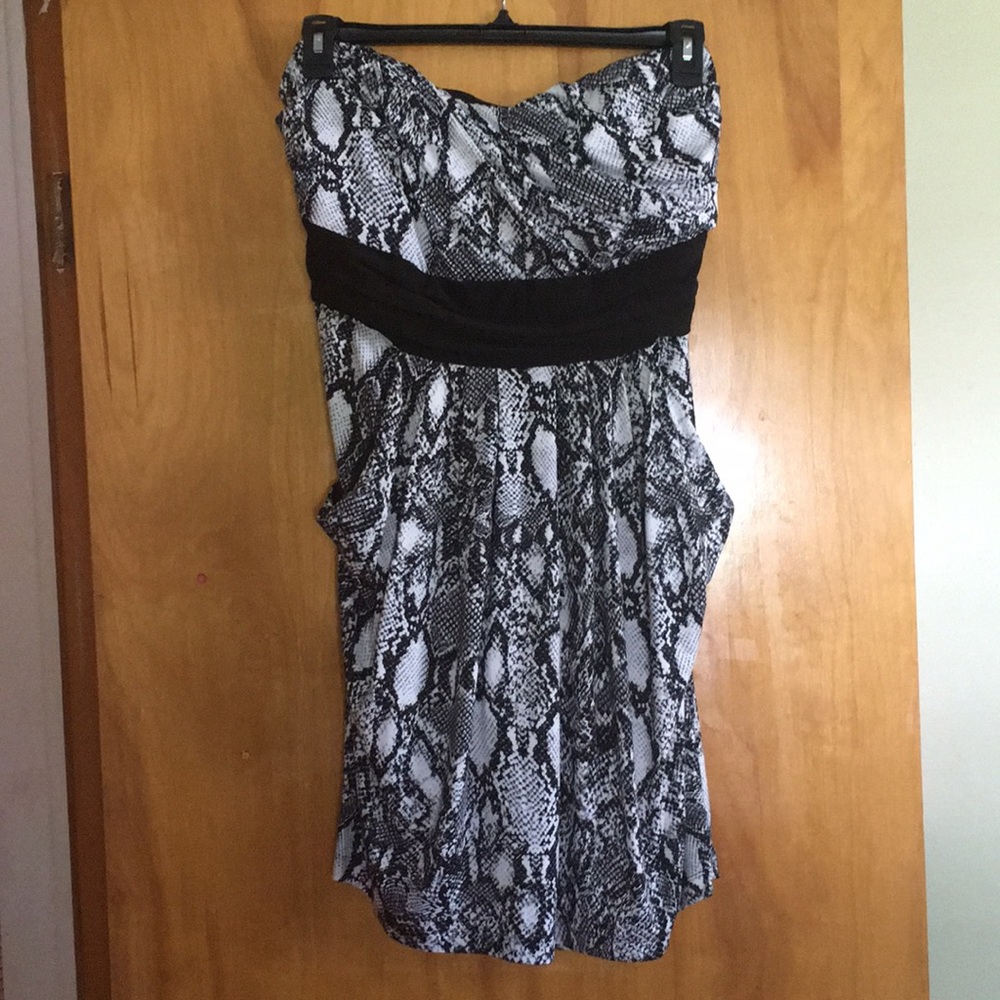 Strapless Snakeskin Print dress